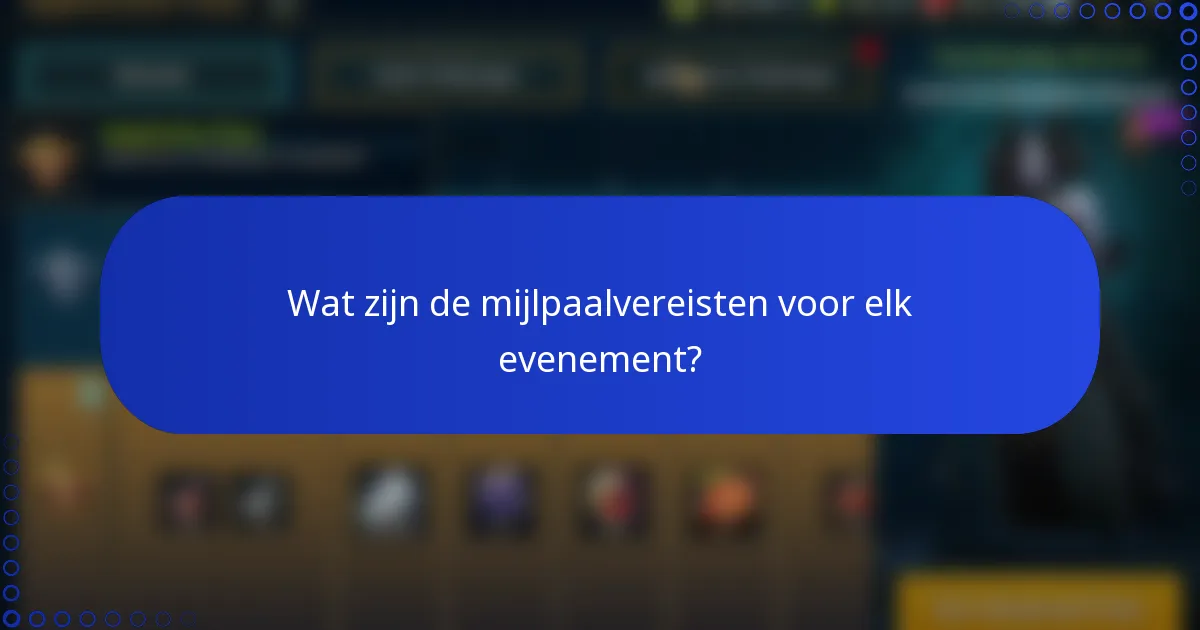 Wat zijn de mijlpaalvereisten voor elk evenement?